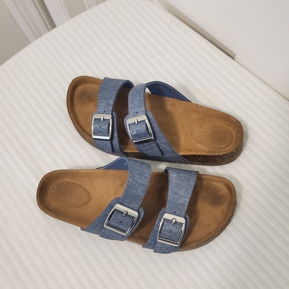 Denim Blue Double Adjustable Strap Sandals Size 3, Casual Comfy - Picture 6 of 6